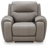 Ashley Furniture - TRENDSETTER PWR RECLINER W/ AUDIO - Gray Leather Match - Recliners - Additional View 5