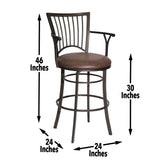 Steve Silver Furniture - Bayview 30" Swivel Bar Chair - Dark Brown Wood - Stools - Additional View 1