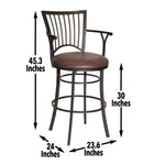 Steve Silver Furniture - Bayview 30" Swivel Bar Chair - Dark Brown Wood - Stools - Additional View 2