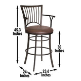 Steve Silver Furniture - Bayview 30" Swivel Bar Chair - Dark Brown Wood - Stools - Additional View 2