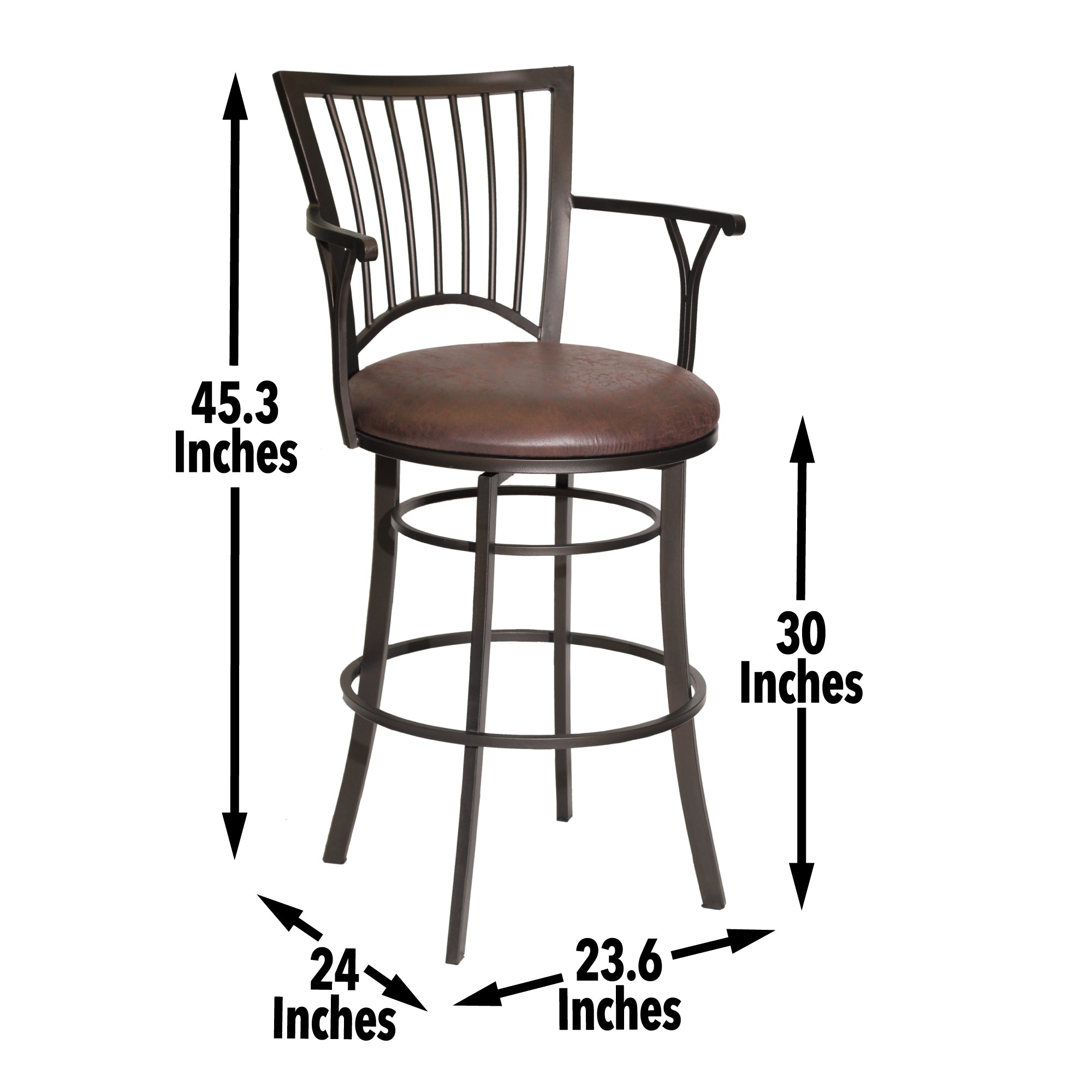 Steve Silver Furniture - Bayview 30" Swivel Bar Chair - Dark Brown Wood - Stools - Additional View 2