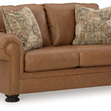 Ashley Furniture - CARIANNA CARAMEL LEATHER LOVESEAT - Light Brown Leather Match - Loveseats