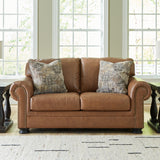 Ashley Furniture - CARIANNA CARAMEL LEATHER LOVESEAT - Light Brown Leather Match - Loveseats - Additional View 1