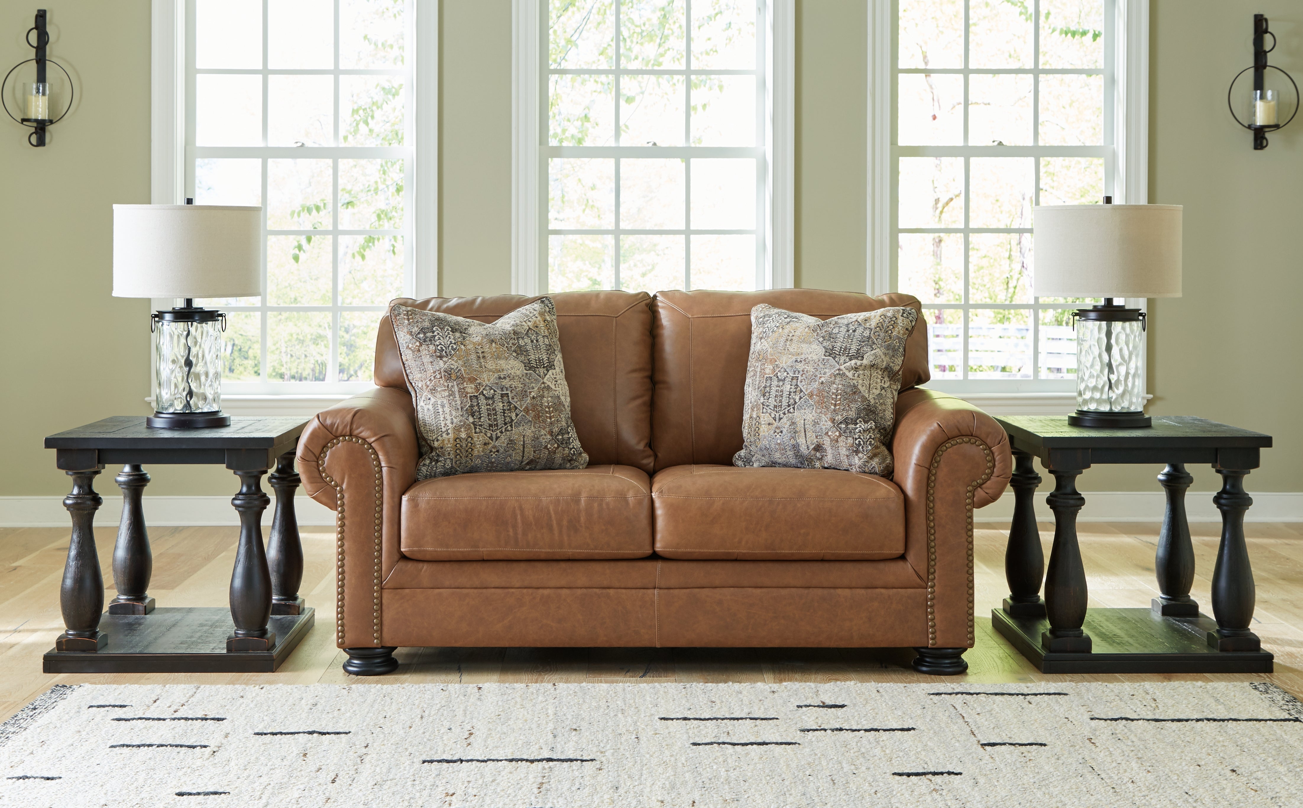 Ashley Furniture - CARIANNA CARAMEL LEATHER LOVESEAT - Light Brown Leather Match - Loveseats - Additional View 1