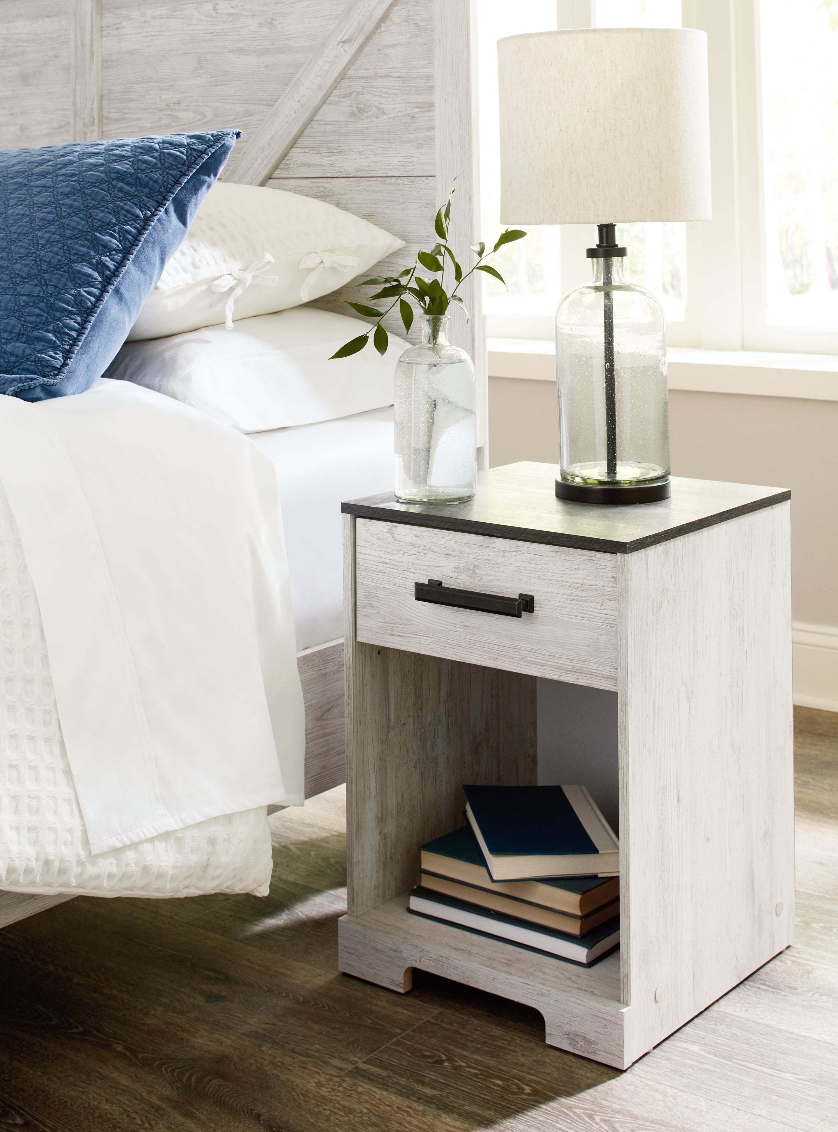Ashley Furniture - SHAWBURN 1 DRAWER NIGHTSTAND - Light Brown Wood - Nightstands - Additional View 1