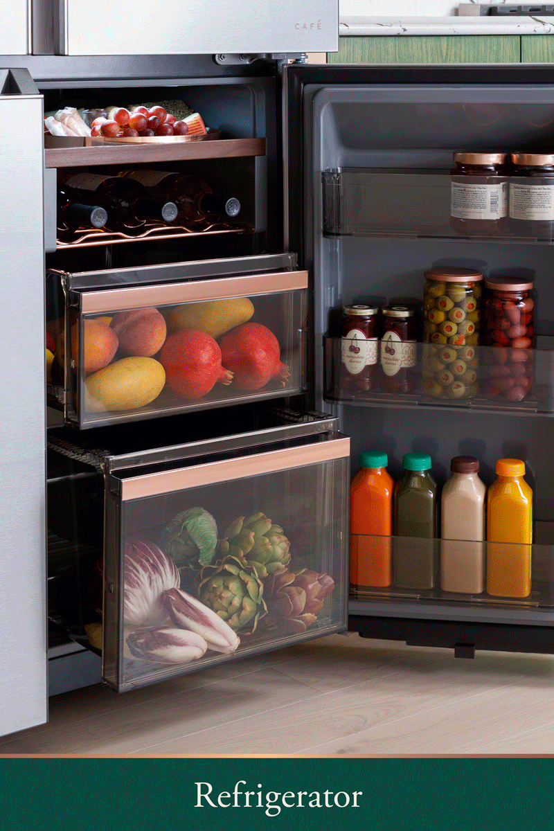 Café Energy Star 22.9 Cu. Ft. Smart Counter-Depth Quad-Door Refrigerator In Platinum Glass With Dual-Dispense Autofill Pitcher - Platinum Glass - Pearl Silver - Refrigerators - Additional View 28