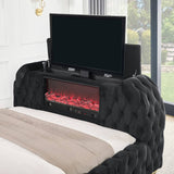 NATALIA BLACK KING BED WITH FIREPLACE AND TV LIFT - Additional View 1