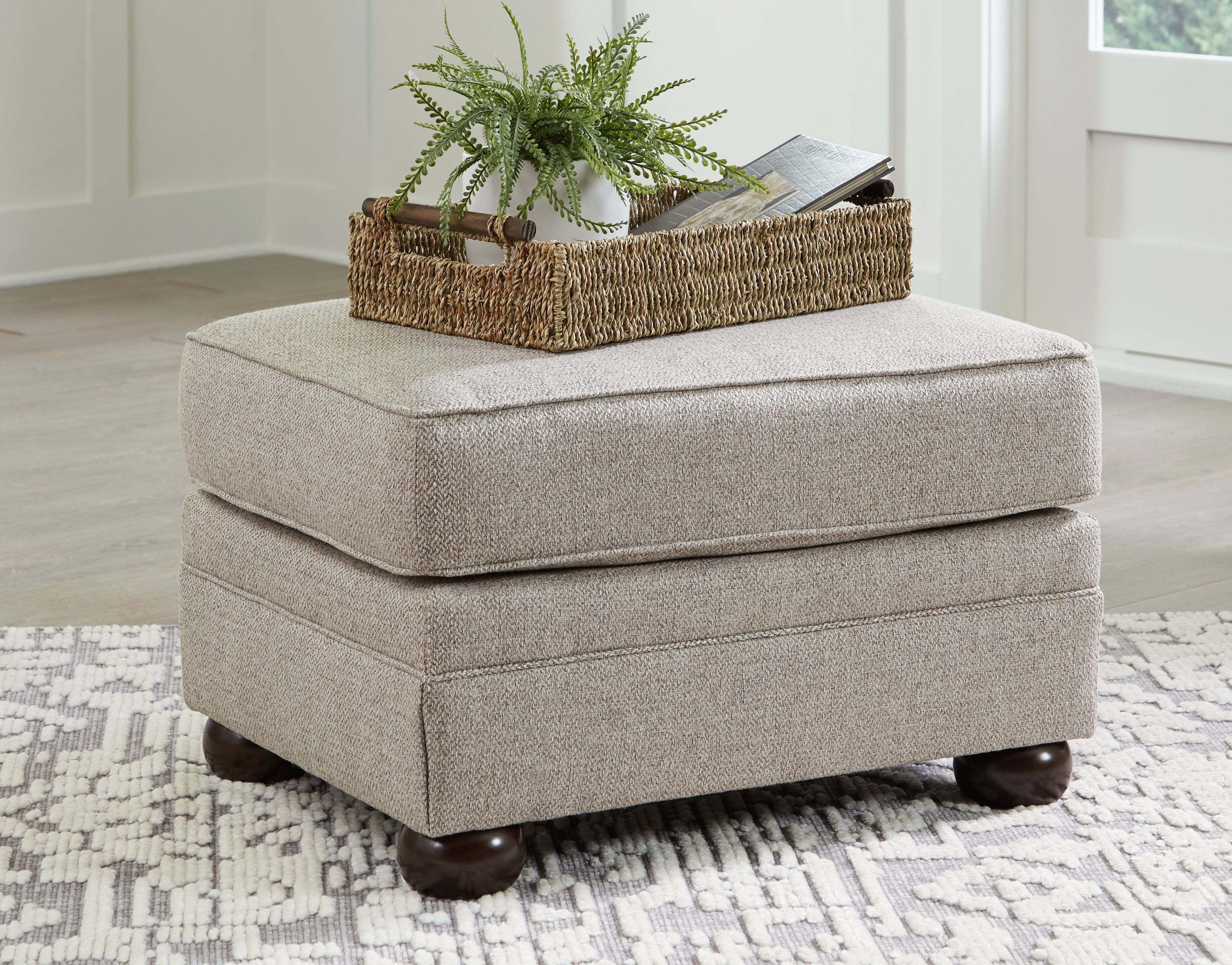 Ashley Furniture - GAELON DUNE OTTOMAN - Light Brown Fabric - Ottomans - Additional View 1