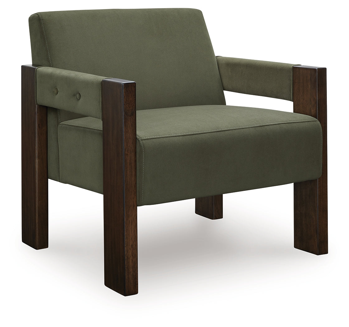 Ashley Furniture - ADLANLOCK OLIVE ACCENT CHAIR - Green Fabric|Wood - Chairs