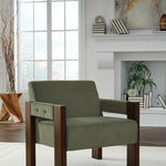Ashley Furniture - ADLANLOCK OLIVE ACCENT CHAIR - Green Fabric|Wood - Chairs - Additional View 1