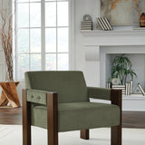 Ashley Furniture - ADLANLOCK OLIVE ACCENT CHAIR - Green Fabric|Wood - Chairs - Additional View 1