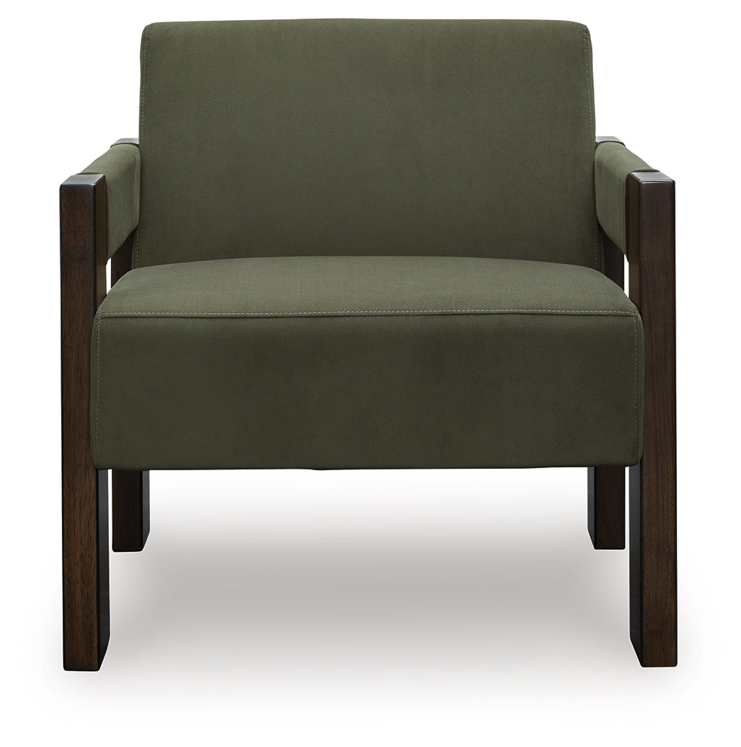 Ashley Furniture - ADLANLOCK OLIVE ACCENT CHAIR - Green Fabric|Wood - Chairs - Additional View 2