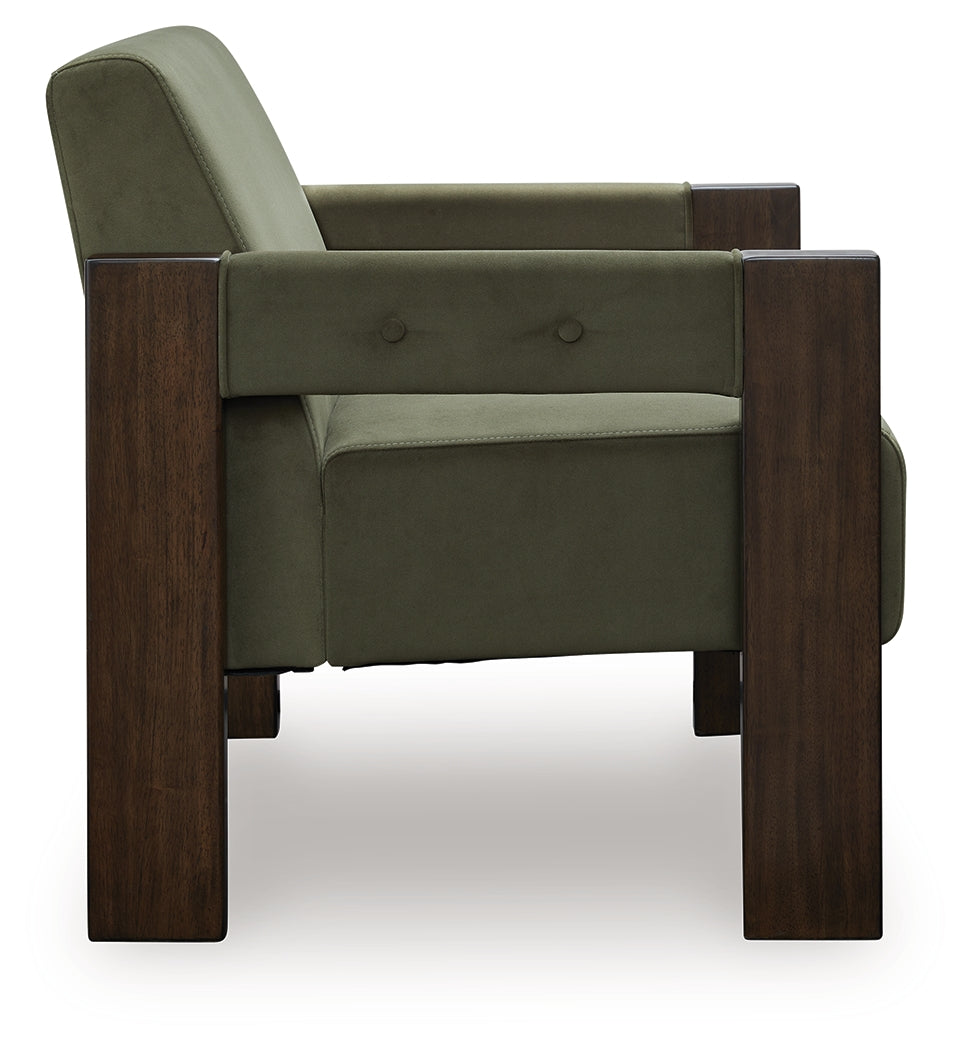 Ashley Furniture - ADLANLOCK OLIVE ACCENT CHAIR - Green Fabric|Wood - Chairs - Additional View 3