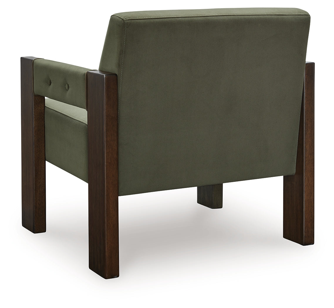 Ashley Furniture - ADLANLOCK OLIVE ACCENT CHAIR - Green Fabric|Wood - Chairs - Additional View 4