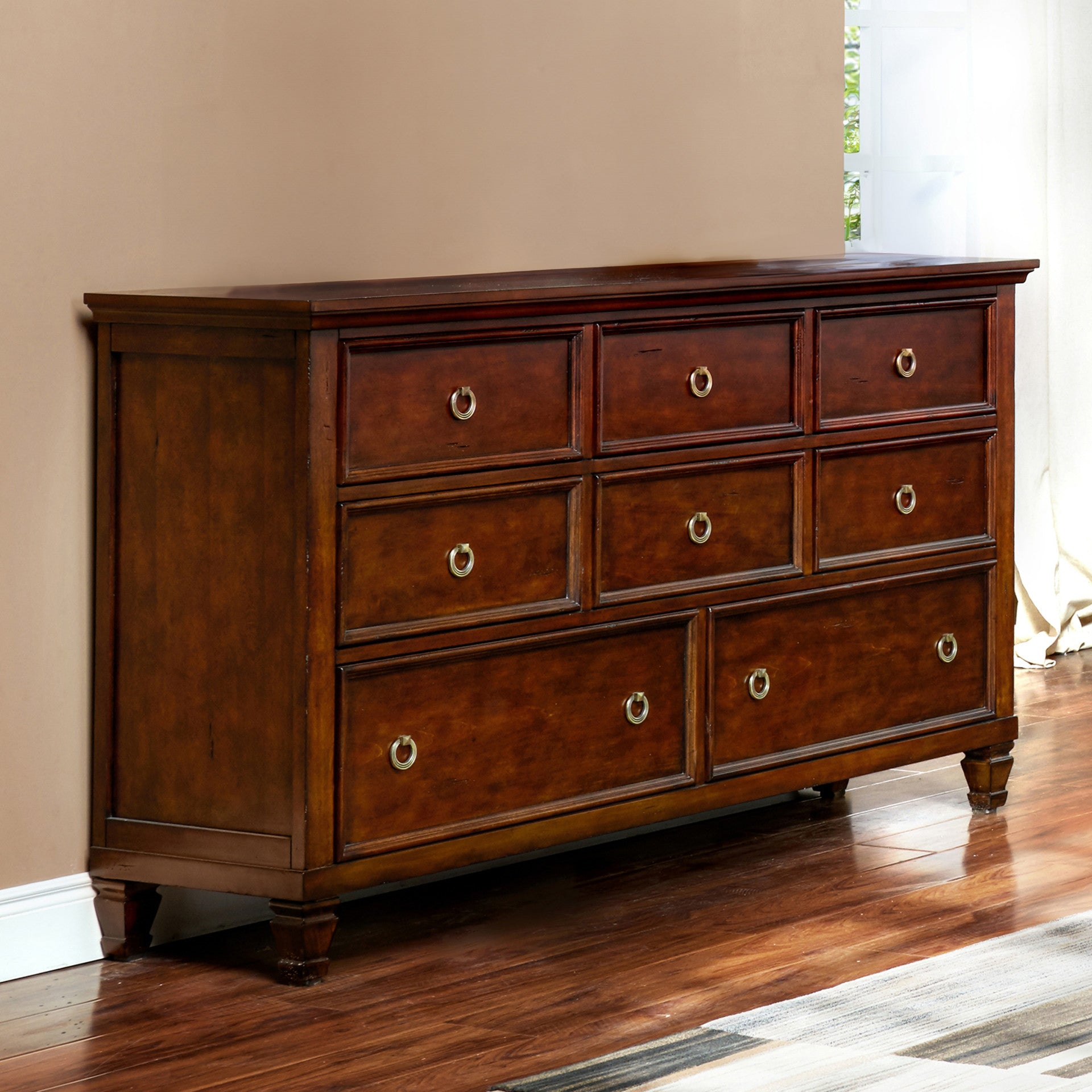 New Classic Furniture Tamarack Brown Cherry Dresser and Mirror