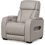 Ashley Furniture - Boyington Power Recliner With Massage, Heat, And Led Lighting - Gray - Leather Match - Recliners