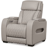 Ashley Furniture - Boyington Power Recliner With Massage, Heat, And Led Lighting - Gray - Leather Match - Recliners