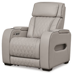 Ashley Furniture - Boyington Power Recliner With Massage, Heat, And Led Lighting - Gray - Leather Match - Recliners