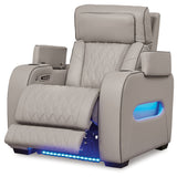 Ashley Furniture - Boyington Power Recliner With Massage, Heat, And Led Lighting - Gray - Leather Match - Recliners - Additional View 2