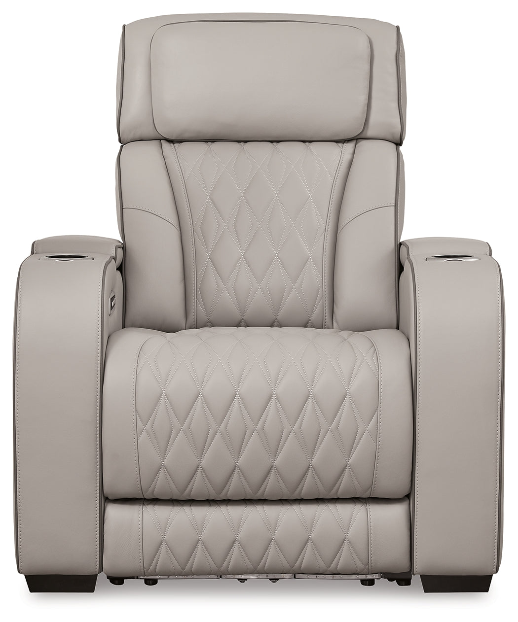 Ashley Furniture - Boyington Power Recliner/Adj Headrest - Gray - Leather Match - Recliners - Additional View 3
