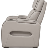 Ashley Furniture - Boyington Power Recliner With Massage, Heat, And Led Lighting - Gray - Leather Match - Recliners - Additional View 4