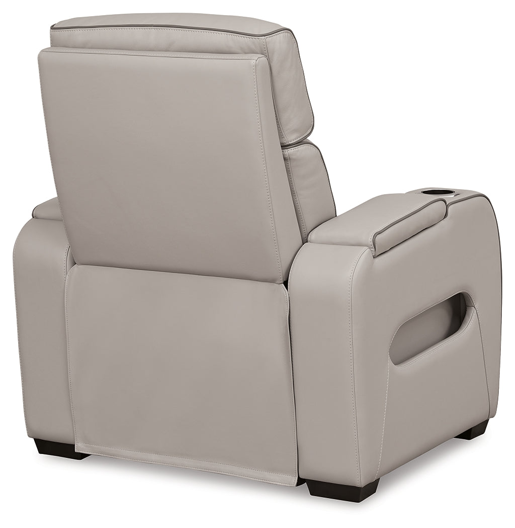 Ashley Furniture - Boyington Power Recliner With Massage, Heat, And Led Lighting - Gray - Leather Match - Recliners - Additional View 5