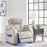 Ashley Furniture - Boyington Power Recliner With Massage, Heat, And Led Lighting - Gray - Leather Match - Recliners - Additional View 6