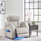 Ashley Furniture - Boyington Power Recliner With Massage, Heat, And Led Lighting - Gray - Leather Match - Recliners - Additional View 6