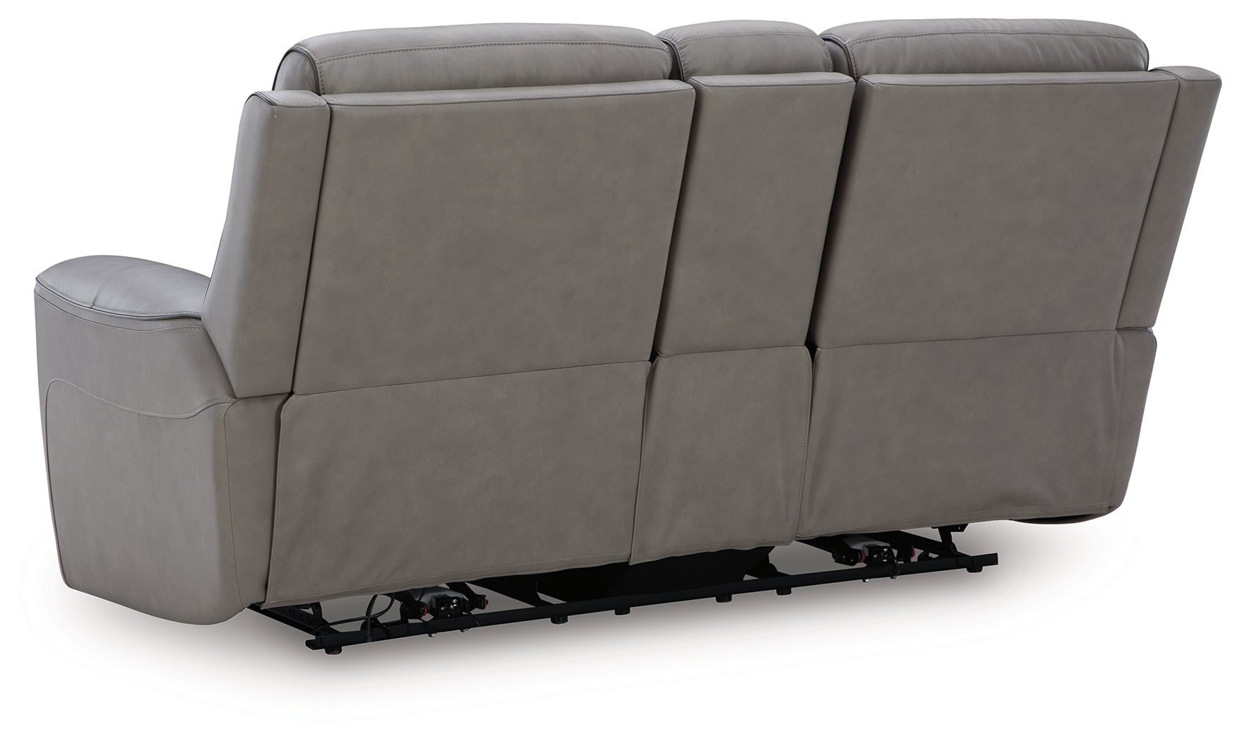 Ashley Furniture - ZELDA COIN LEATHER 2P POWER CONSOLE LOVESEAT WITH MASSAGE - Dark Gray Leather Match - Loveseats - Additional View 2
