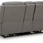 Ashley Furniture - ZELDA COIN LEATHER 2P POWER CONSOLE LOVESEAT WITH MASSAGE - Dark Gray Leather Match - Loveseats - Additional View 2