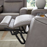 Ashley Furniture - ZELDA COIN LEATHER 2P POWER CONSOLE LOVESEAT WITH MASSAGE - Dark Gray Leather Match - Loveseats - Additional View 6