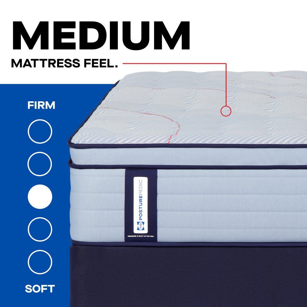 Tempur Sealy - MEDINA II MEDIUM PILLOWTOP KING MATTRESS - Light Blue|Blue Fabric - Mattresses - Additional View 2