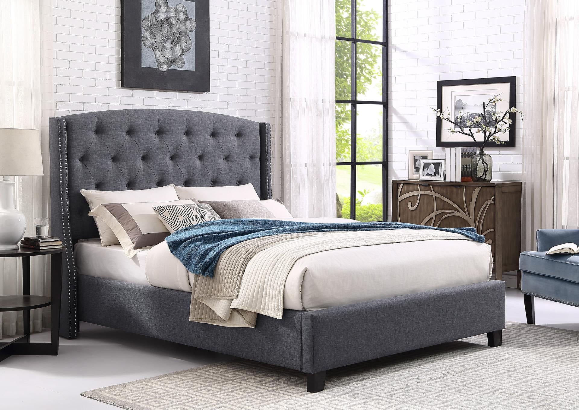 Eva Queen Bed - Grey - Additional View 3