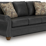 Ashley Furniture - Shadsburne Queen Sofa Sleeper - Granite - Dark Gray Faux Leather - Sofas - Additional View 2