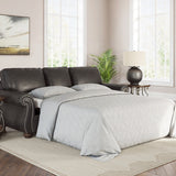 Ashley Furniture - Shadsburne Queen Sofa Sleeper - Granite - Dark Gray Faux Leather - Sofas