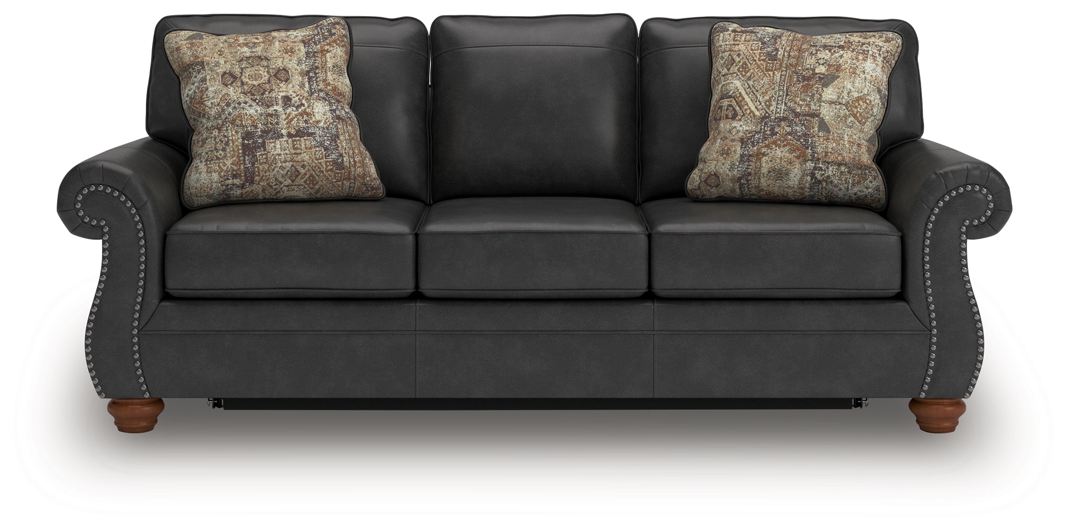 Ashley Furniture - Shadsburne Queen Sofa Sleeper - Granite - Dark Gray Faux Leather - Sofas - Additional View 3