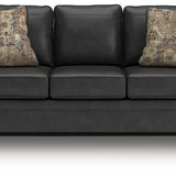 Ashley Furniture - Shadsburne Queen Sofa Sleeper - Granite - Dark Gray Faux Leather - Sofas - Additional View 3