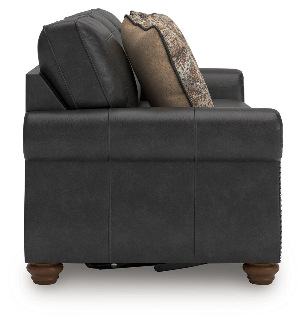 Ashley Furniture - Shadsburne Queen Sofa Sleeper - Granite - Dark Gray Faux Leather - Sofas - Additional View 5