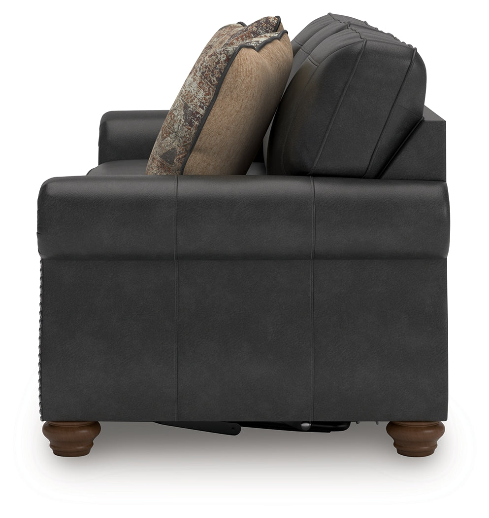 Ashley Furniture - Shadsburne Queen Sofa Sleeper - Granite - Dark Gray Faux Leather - Sofas - Additional View 7
