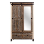 International Furniture Direct - PRAGA MIRROR ARMOIRE - Light Brown Wood - Armoires