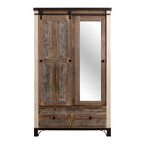 International Furniture Direct - PRAGA MIRROR ARMOIRE - Light Brown Wood - Armoires
