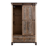 International Furniture Direct - PRAGA MIRROR ARMOIRE - Light Brown Wood - Armoires - Additional View 1