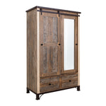 International Furniture Direct - PRAGA MIRROR ARMOIRE - Light Brown Wood - Armoires - Additional View 3