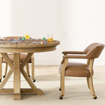 Steve Silver Furniture - RYLIE DINING ARM CHAIR WITH CASTERS - Light Brown Wood|Faux Leather - Chairs - Additional View 3