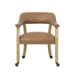 Steve Silver Furniture - RYLIE DINING ARM CHAIR WITH CASTERS - Light Brown Wood|Faux Leather - Chairs - Additional View 5