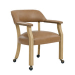 Steve Silver Furniture - RYLIE DINING ARM CHAIR WITH CASTERS - Light Brown Wood|Faux Leather - Chairs - Additional View 6