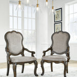 Ashley Furniture - Maylee Dining Arm Chair - Dark Brown Fabric|Wood - Chairs