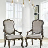 Ashley Furniture - Maylee Dining Arm Chair - Dark Brown Fabric|Wood - Chairs