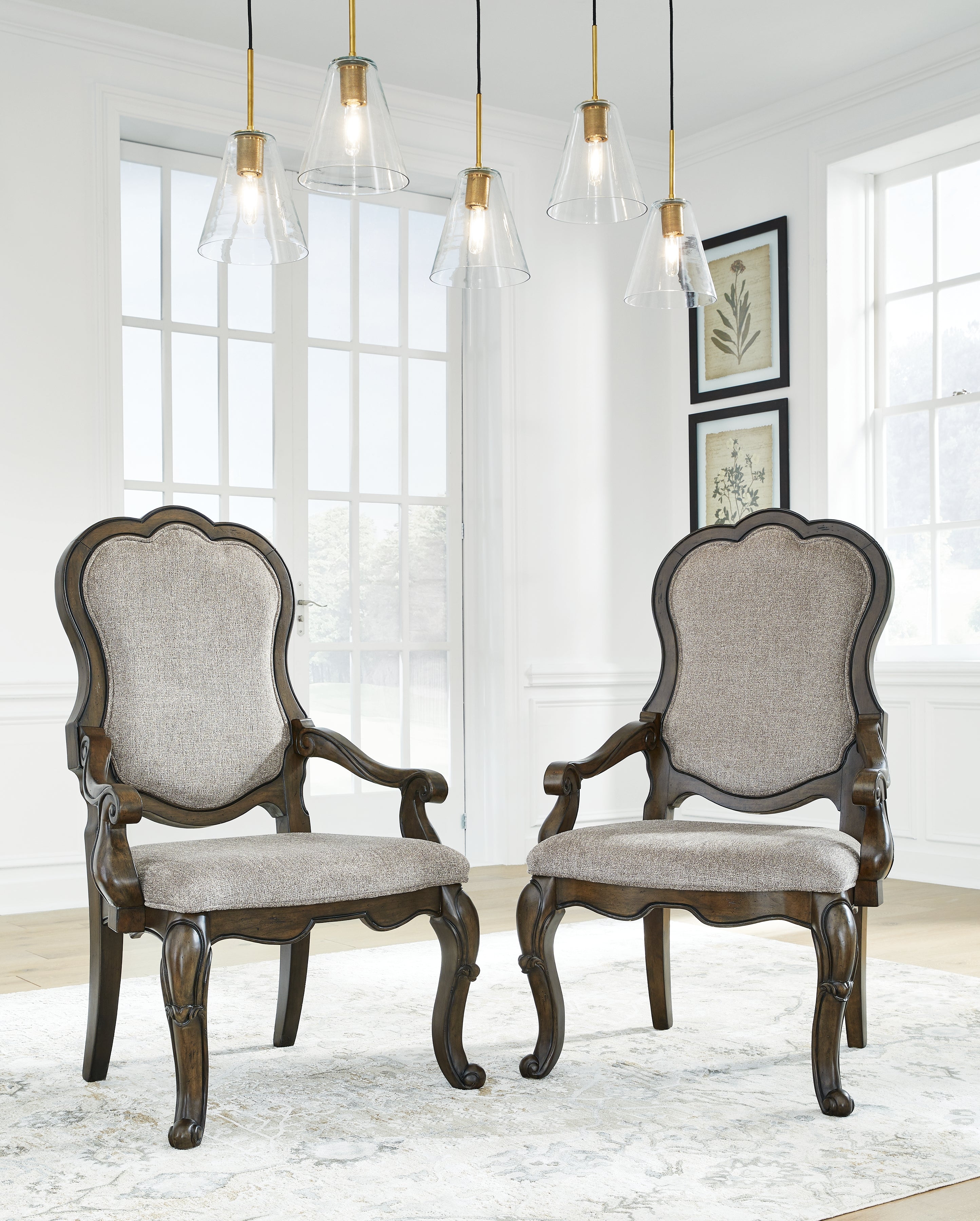 Ashley Furniture - Maylee Dining Arm Chair - Dark Brown Fabric|Wood - Chairs