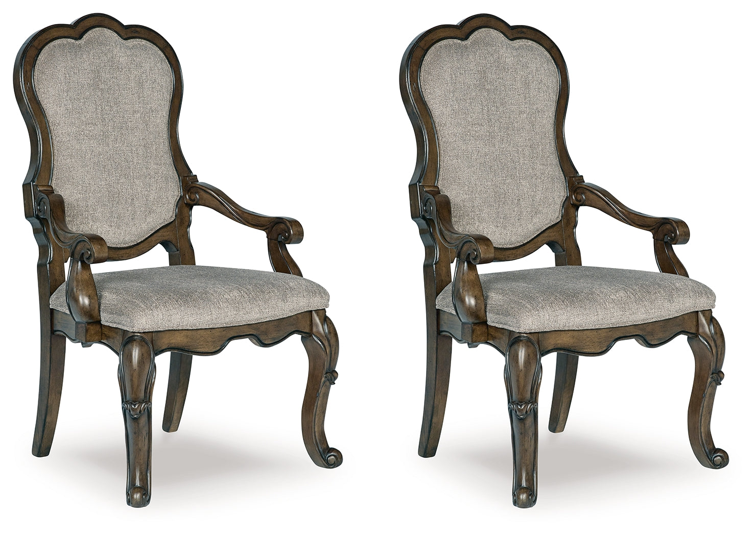 Ashley Furniture - Maylee Dining Arm Chair - Dark Brown Fabric|Wood - Chairs - Additional View 1